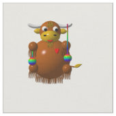 Cute Yak met Yo-Yos Fabric Stof (Close Up)