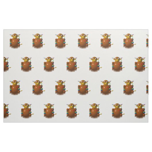 Cute Yak met Yo-Yos Fabric Stof (Fat Quarter)