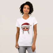 Cute Yarn Christmas Girl Face – Cozy Knit T-shirt (Voorkant volledig)