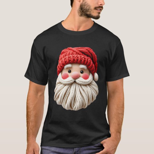 Cute Yarn Kerstman Kerstgezicht T-shirt (Voorkant)