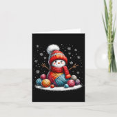 Cute Yarn Snowman Quilter Christmas Crochet Knitti Kaart (Voorkant)