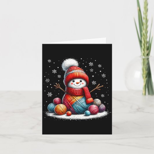 Cute Yarn Snowman Quilter Christmas Crochet Knitti Kaart (Voorkant)