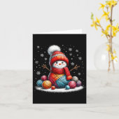Cute Yarn Snowman Quilter Christmas Crochet Knitti Kaart (Gele Bloem)