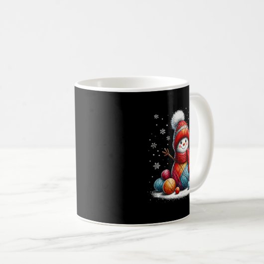 Cute Yarn Snowman Quilter Christmas Crochet Knitti Koffiemok (Voorkant rechts)