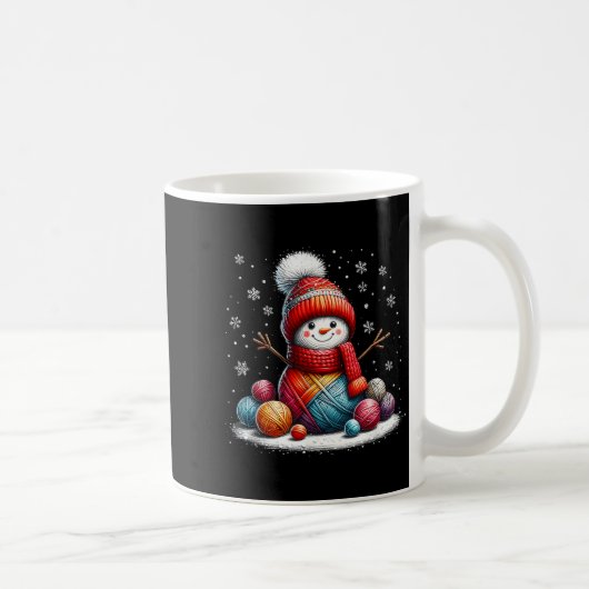 Cute Yarn Snowman Quilter Christmas Crochet Knitti Koffiemok (Rechts)