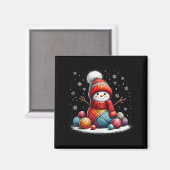 Cute Yarn Snowman Quilter Christmas Crochet Knitti Magneet (Voorkant / Achterkant)