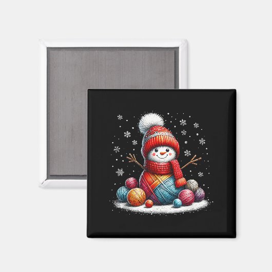 Cute Yarn Snowman Quilter Christmas Crochet Knitti Magneet (Voorkant / Achterkant)