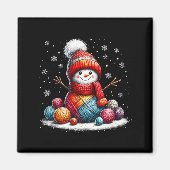 Cute Yarn Snowman Quilter Christmas Crochet Knitti Magneet (Voorkant)