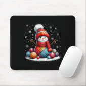 Cute Yarn Snowman Quilter Christmas Crochet Knitti Muismat (Met muis)