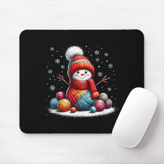 Cute Yarn Snowman Quilter Christmas Crochet Knitti Muismat (Met muis)