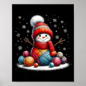 Cute Yarn Snowman Quilter Christmas Crochet Knitti Poster (Voorkant)