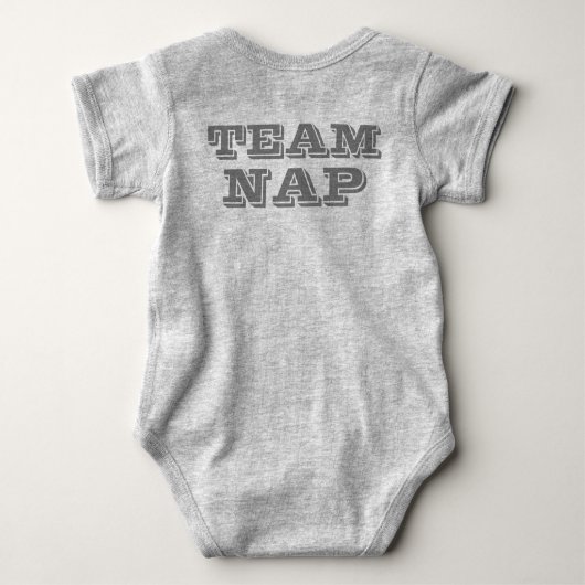 Cute Yawning Teddy Bear on Team Nap Romper (Achterkant)