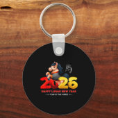 Cute Year Of The Horse -black Fun Happy Lunar New  Sleutelhanger (Voorkant)