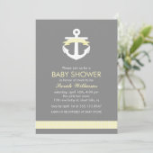 Cute Yellow Anchor Nautical Theme Baby shower Kaart (Staand voorkant)