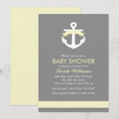 Cute Yellow Anchor Nautical Theme Baby shower Kaart (Voorkant / Achterkant)
