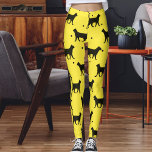 Cute Yellow And black Animal Pet Dots Cat Pattern  Leggings<br><div class="desc">Brighten your fashion style with this cute yellow and black cat pattern leggings. Playful feline prints meet soft,  stretchy comfort for yoga,  workouts,  running,  or everyday streetwear. You can personalize it by swapping the graphic with your own design. Place your order and step out in bold cat-lover style.</div>