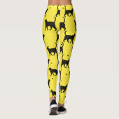 Cute Yellow And black Animal Pet Dots Cat Pattern Leggings (Achterkant)
