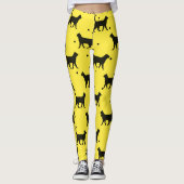 Cute Yellow And black Animal Pet Dots Cat Pattern Leggings (Voorkant)