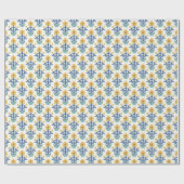 Cute, yellow and blue floral Wrapping Paper Cadeaupapier (Vlak)