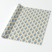 Cute, yellow and blue floral Wrapping Paper Cadeaupapier (Uitgerold)