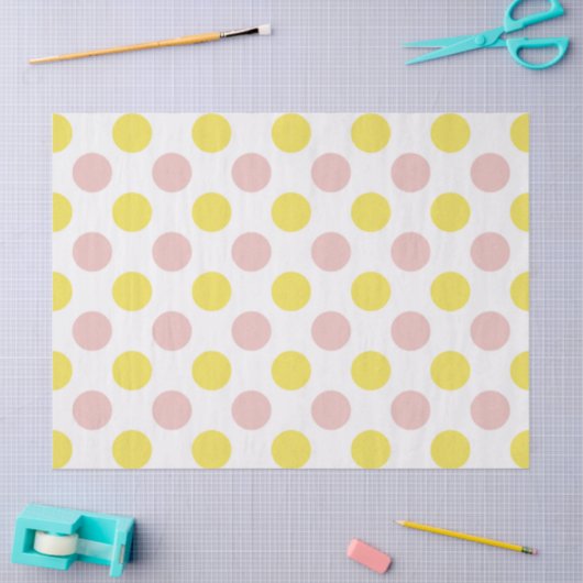 Cute Yellow and Pink Polka Dot  Tissuepapier (Craft)
