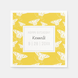 Cute Yellow and White Butterfly Napkins Servet