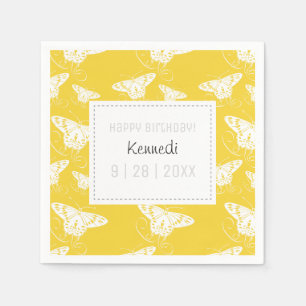 Cute Yellow and White Butterfly Napkins Servet