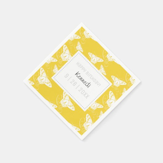 Cute Yellow and White Butterfly Napkins Servet (Hoek)