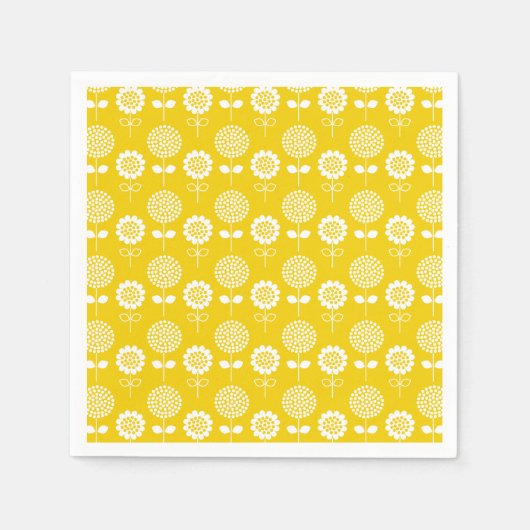 Cute Yellow and White Floral Pattern Paper Servet (Voorkant)