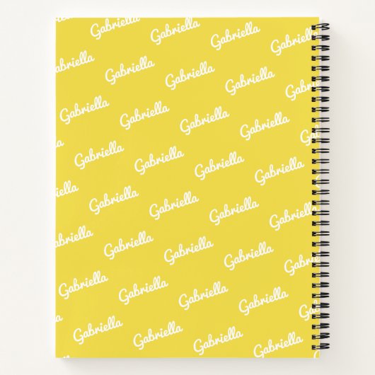 Cute Yellow and White Personalized Script Name Notitieboek (Achterkant)