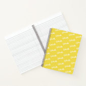 Cute Yellow and White Personalized Script Name Notitieboek (Binnen)