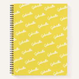 Cute Yellow and White Personalized Script Name Notitieboek