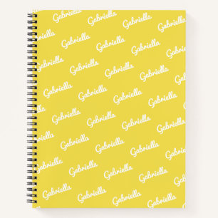 Cute Yellow and White Personalized Script Name Notitieboek