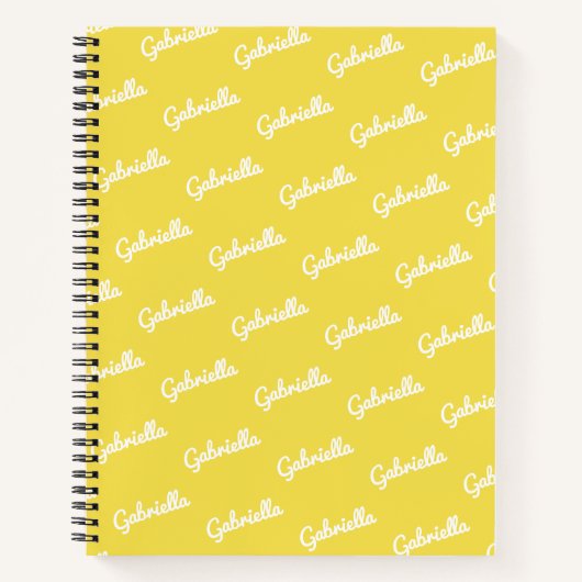 Cute Yellow and White Personalized Script Name Notitieboek (Voorkant)