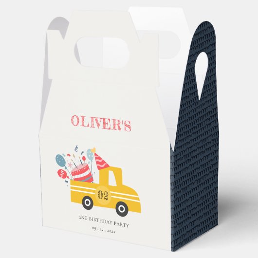 Cute Yellow Any Age Birthday Party Cake Truck Bedankdoosjes (Geopend)