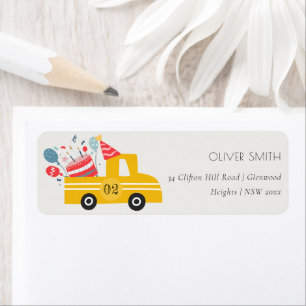 Cute Yellow Any Age Birthday Party Cake Truck Etiket