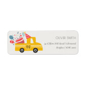 Cute Yellow Any Age Birthday Party Cake Truck Etiket (Voorkant)