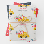 Cute Yellow Any Age Birthday Party Cake Truck Inpakpapier Vel (In situ)