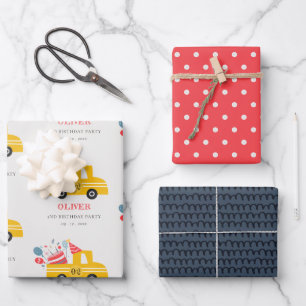 Cute Yellow Any Age Birthday Party Cake Truck Inpakpapier Vel