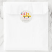 Cute Yellow Any Age Birthday Party Cake Truck Ronde Sticker (Tas)