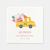 Cute Yellow Any Age Birthday Party Cake Truck Servet (Voorkant)