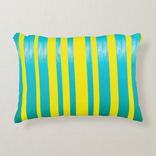 Cute yellow aqua strepen decoratief kussen (Voorkant)