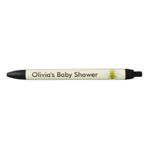 Cute Yellow Baby Bee Genderneutraal Baby shower Blauwe Inkt Pen
