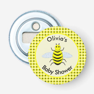 Cute Yellow Baby Bee Genderneutraal Baby shower Button Flesopener