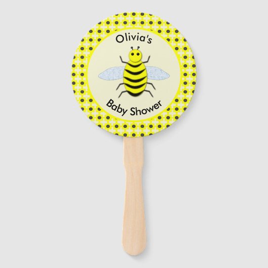 Cute Yellow Baby Bee Genderneutraal Baby shower Handwaaier (Voorkant)