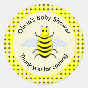Cute Yellow Baby Bee Genderneutraal Baby shower Ronde Sticker