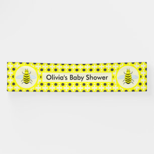 Cute Yellow Baby bee Genderneutraal Baby shower Spandoek
