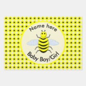 Cute Yellow Baby Bee Genderneutrale Aangepast Inpakpapier Vel (Voorkant)