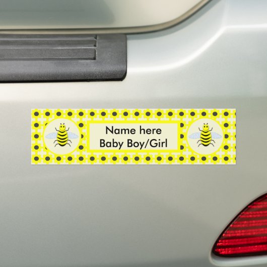 Cute Yellow Baby bee Geslacht Neutraal Aangepast Bumpersticker (Op auto)