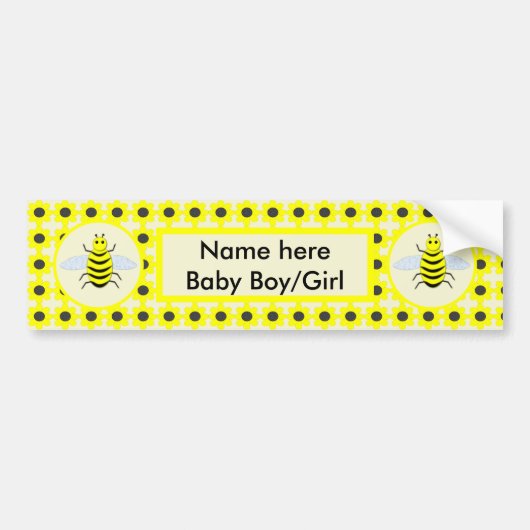 Cute Yellow Baby bee Geslacht Neutraal Aangepast Bumpersticker (Voorkant)